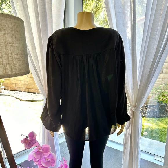 Free People Oversized Black Peasant Top Size M Medium Boho Long Sleeve High Low - Picture 3 of 6